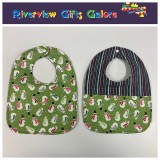 Reversible Bib - Snowman on Green / Grey Reversible Bib - Snowman on Green / Grey